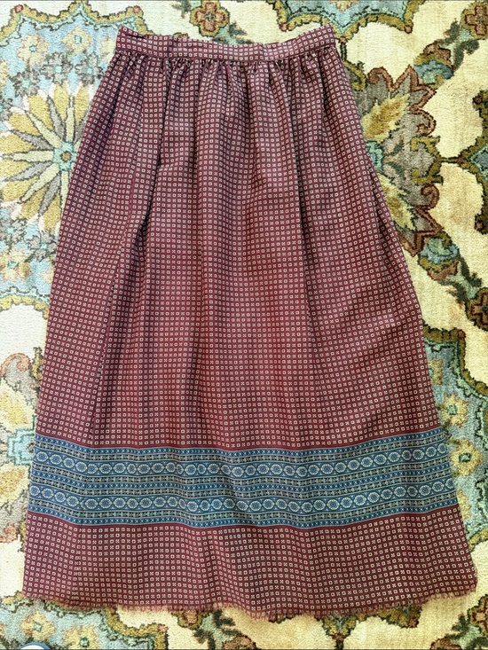 Ralph Lauren Dresses & Skirts - *VINTAGE* 70's- 80's Ralph Lauren Burgundy Patterned Skirt